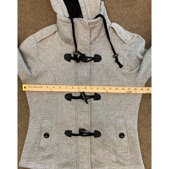 Sebby Coat Womens SP Petite Tweed Hooded Toggle Duffle Peacoat Fleece Lined Zip - Picture 5 of 10